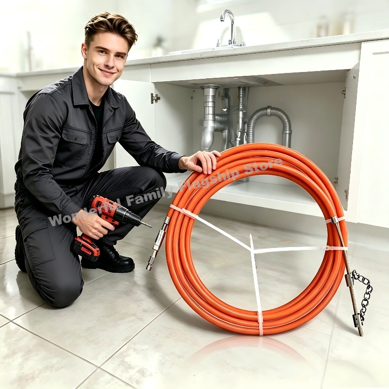 Plumbing Snake Drain - Juego de herramientas desatascadoras flexibles para